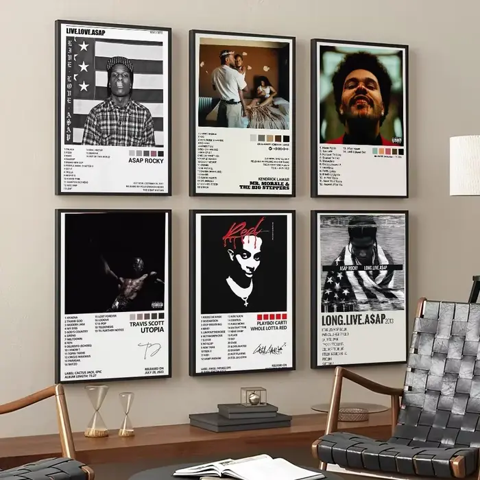 Couverture d'album de musique Pop Rap A-ASAP r-rockky, peinture sur toile esthétique, affiche murale, image d'art, décoration de salle