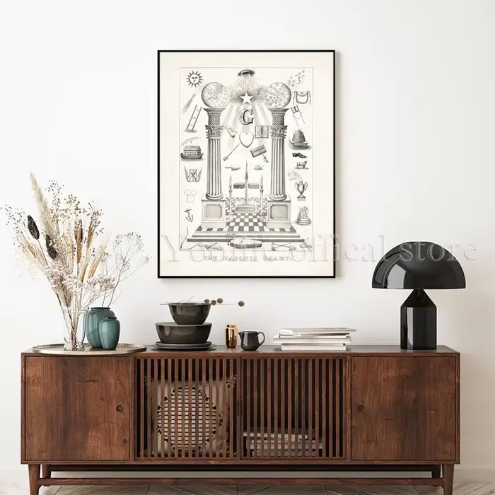 1pc Vintage tableau maçonnique symboles imprime