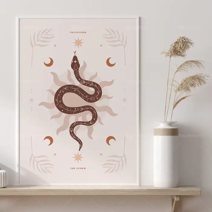 Boho serpent art, animal compact