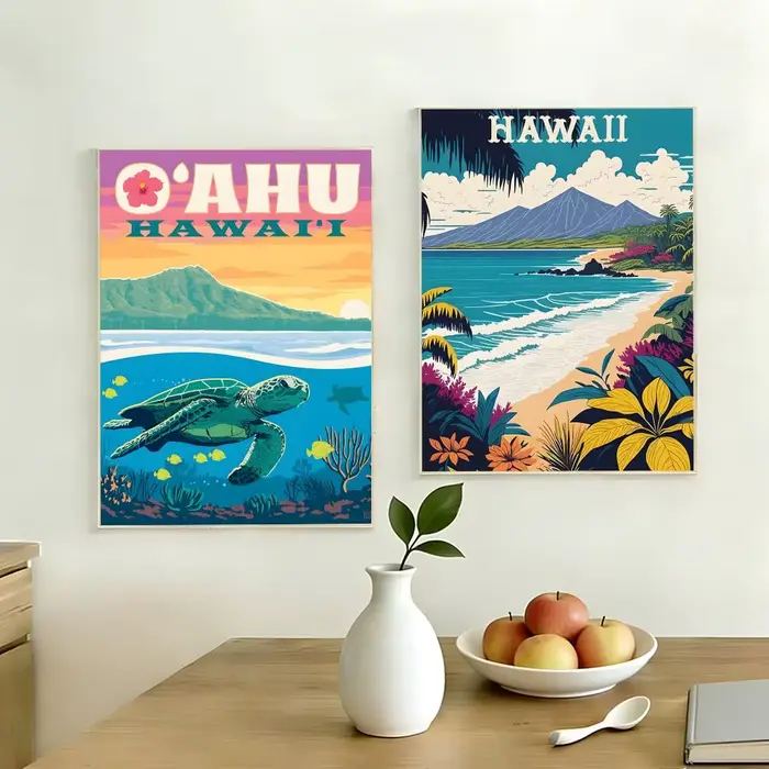 Affiche sur le thème des îles hawaïennes