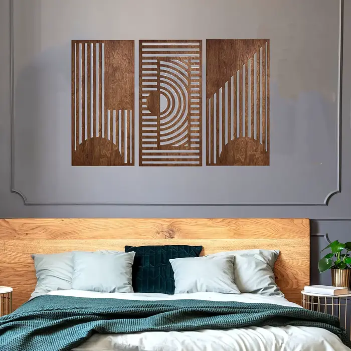 Lot de 3 décorations murales géométriques en bois