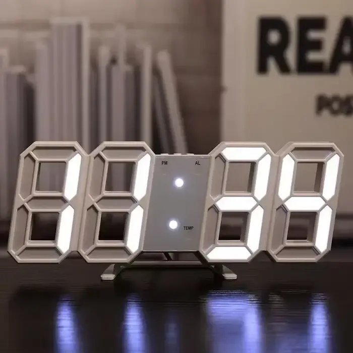 Horloge murale numérique LED 3D avec affichage lumineux, horloge multifonctionnelle à branchement US