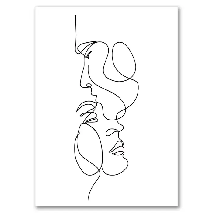 Dessin au trait Couple main amour baiser mur Art toile peinture nordique affiches et impressions min