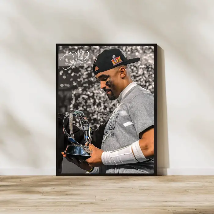 Peinture sur toile signée de joueur de Rugby des géants de New York