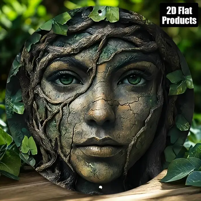 1 décoration murale vintage - Présentant un motif de visage féminin naturel et de feuilles, idéale p
