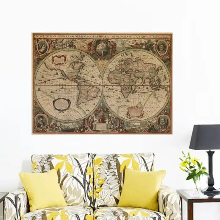 Affiche carte du monde en papier brun 256