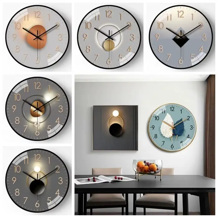 Décor moderne 8 pouces horloge murale mouvement silencieux mode