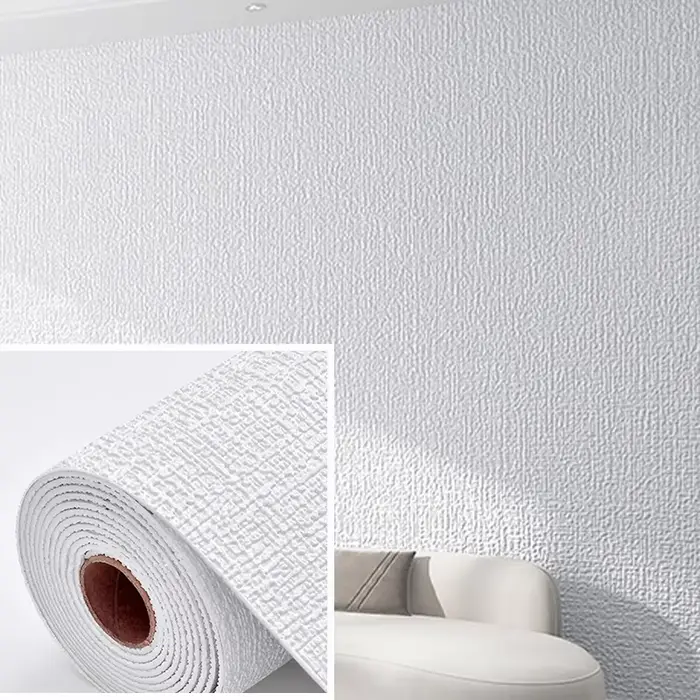 Papier peint auto-adhésif en lin, imperméable, résistant à l'humidité et à la moisissure, autocollan