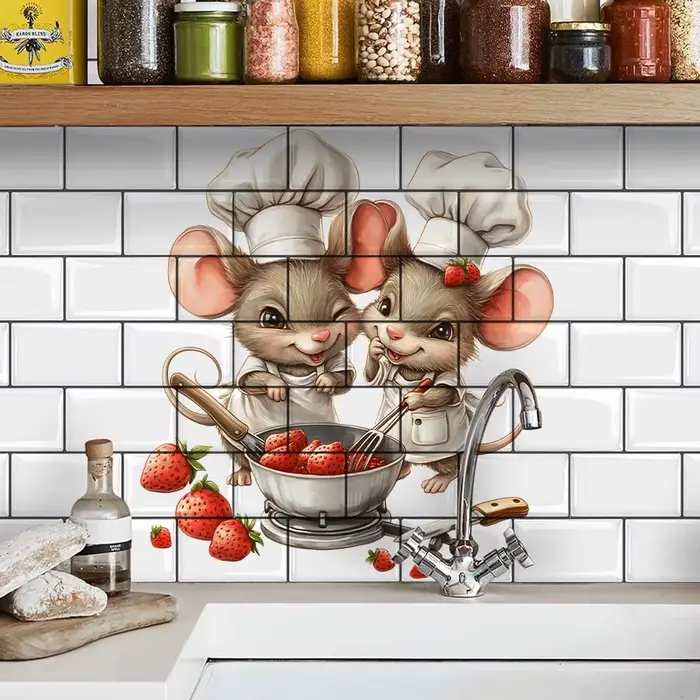 Autocollant mural de Chef de souris de dessin animé