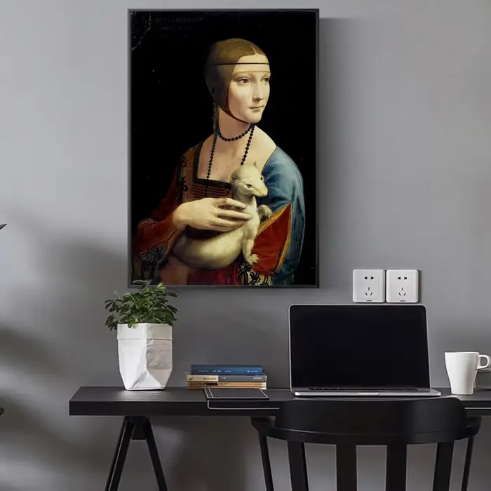 La dame avec une Ermine toile Art peintures reproductions sur le mur par Leonardo Da Vinci célèbre