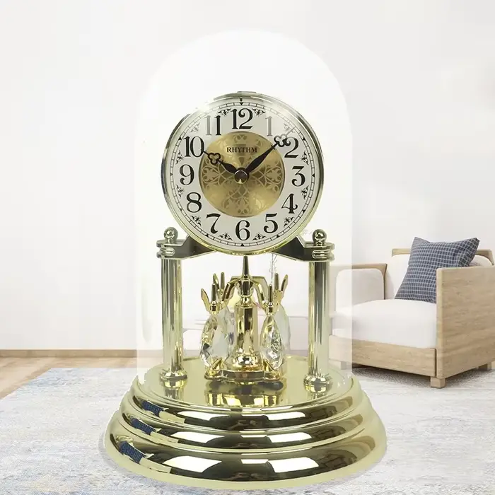 Horloge de Table rotative en or