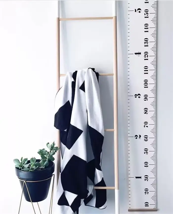 Autocollant mural suspendu en bois, pour décoration de chambre d'enfants, règle de mesure de hauteur