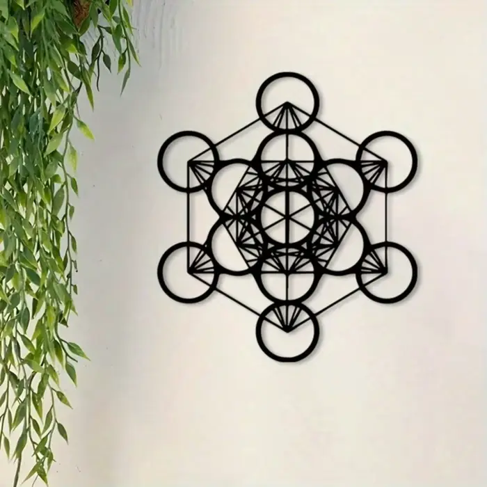 Art mural en métal Cube de Métatron Géométrie sacrée Murale en fer vintage Décoration d'intérieur
