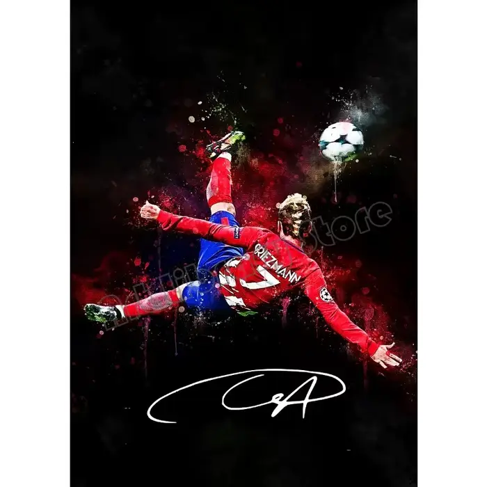 Affiche sur toile de portrait iconique de star du football, athlète sportif célèbre, peinture murale