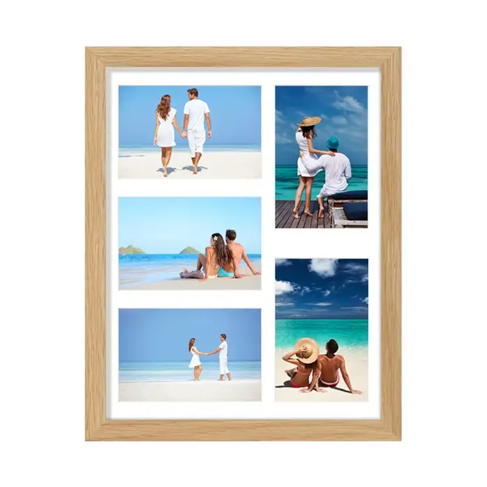 Cadre photo mural multifonctionnel à 5 compartiments, cadre de collage rectangulaire fait main, cadr