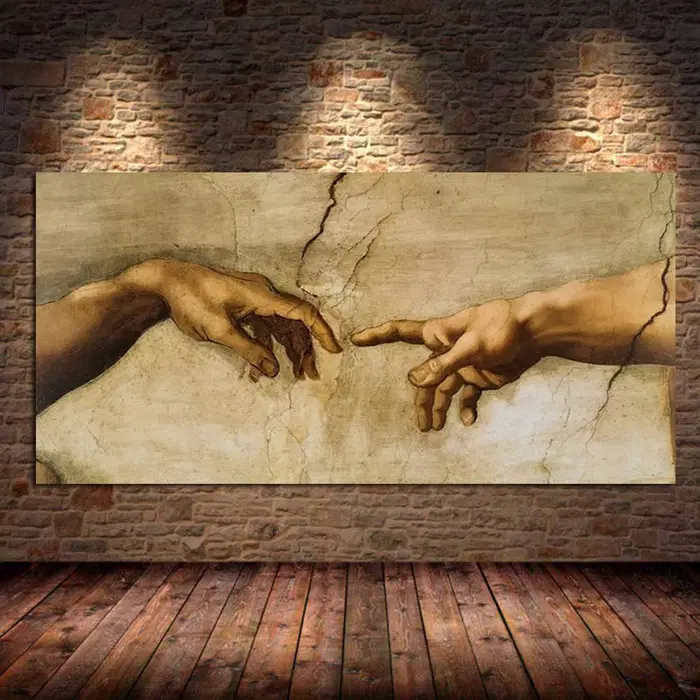 Toile d'art célèbre de la création d'adam de Michelangelo