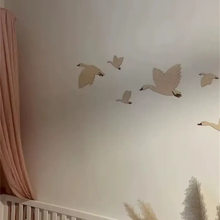 6 pièces/ensemble Ins groupe de bois d'oie volante Niche murale peut être collée dans le mur pour couvrir la la