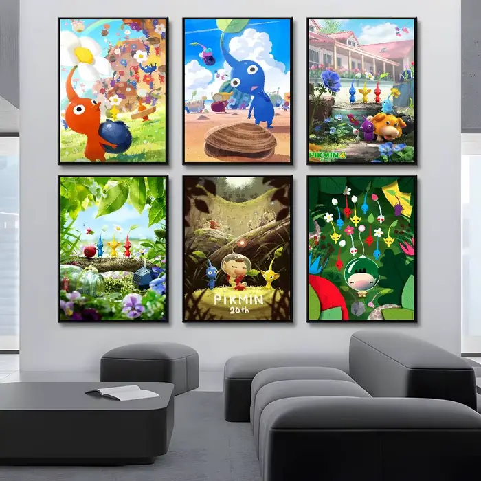 Affiche de dessin animé p-pikmins