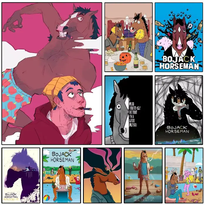 Affiche d'art drôle BoJack H-Horsemans avec imprimés