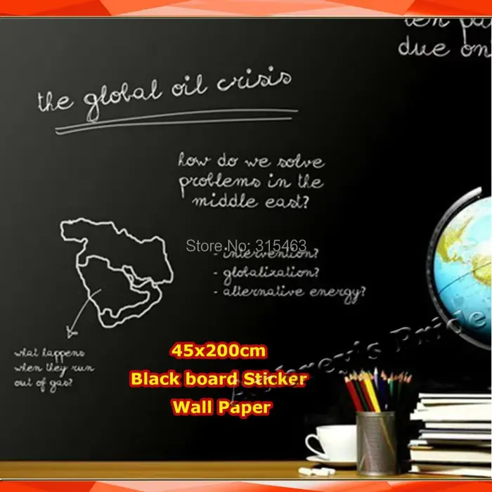 Papier peint autocollant pour tableau noir, décor parfait en vinyle, tableau noir vert blanc + 5 cra