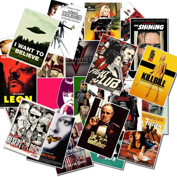 25 pièces affiches de film classique autocollants pulpe Fiction parrain rétro mode décalcomanies pour ordinateur portable Scrapbook bagages téléphone autocollant jouets