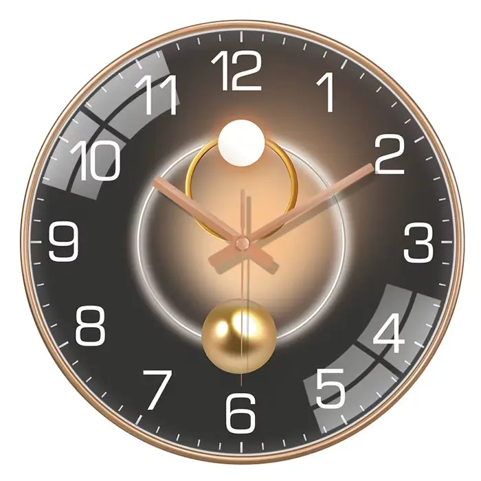 Horloge murale de luxe avec cadran à effet d'ombre 2D, mouvement à quartz silencieux, horloge modern