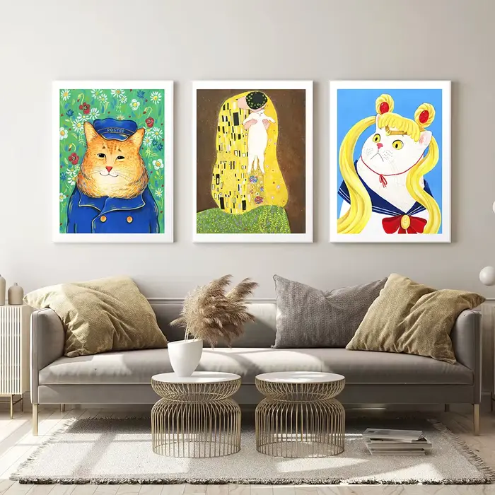 Peinture sur toile de l'artiste classique Klimt Cat Kd'appareils