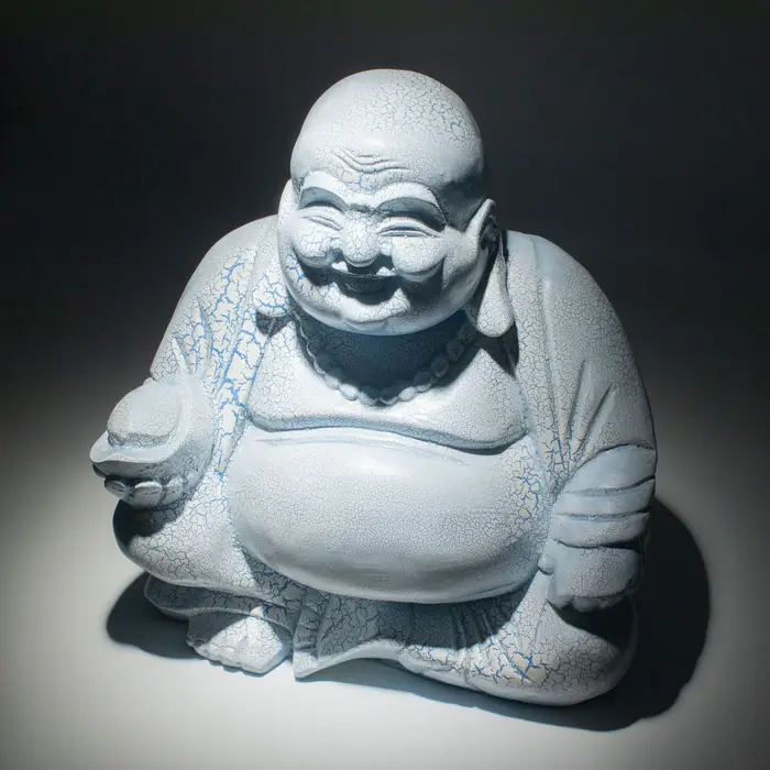 Laughing Buddha Lamp Sky Blue - Round Stand