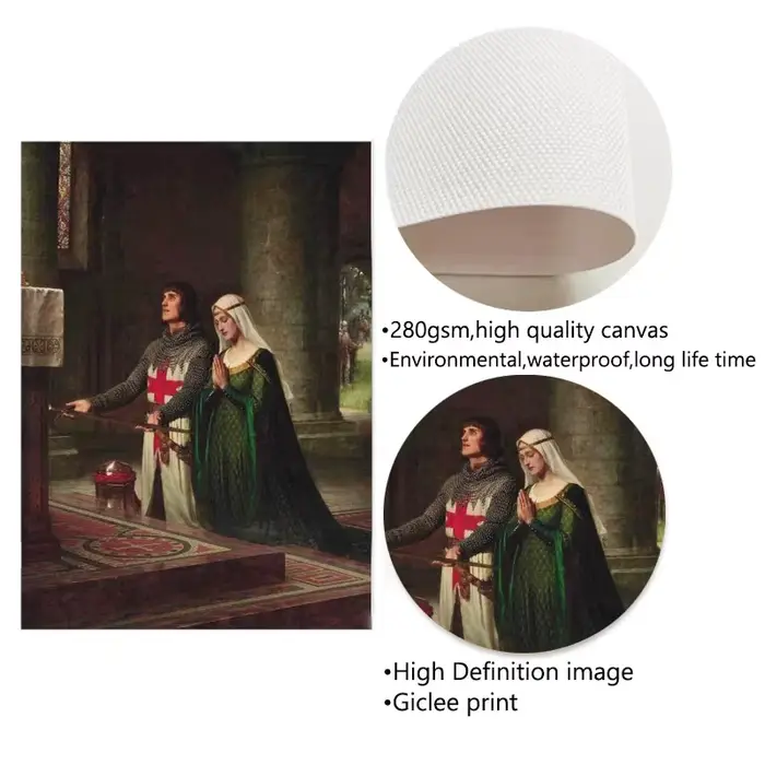 Peinture sur toile vintage sur le thème du chevalier médiéval Accolade