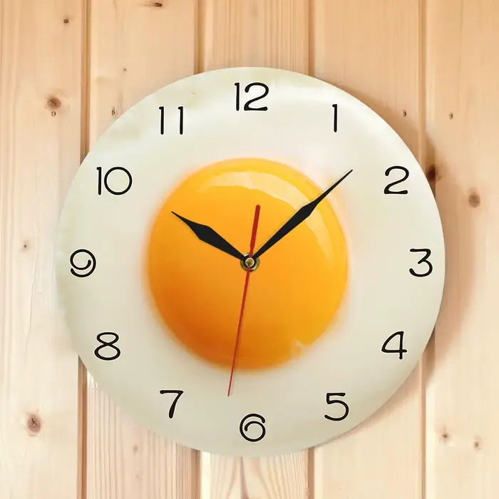 ABMO – horloge murale en forme d'œuf poché, œuf frit, jaune d'œuf, pointeur numérique, cantine, Rest