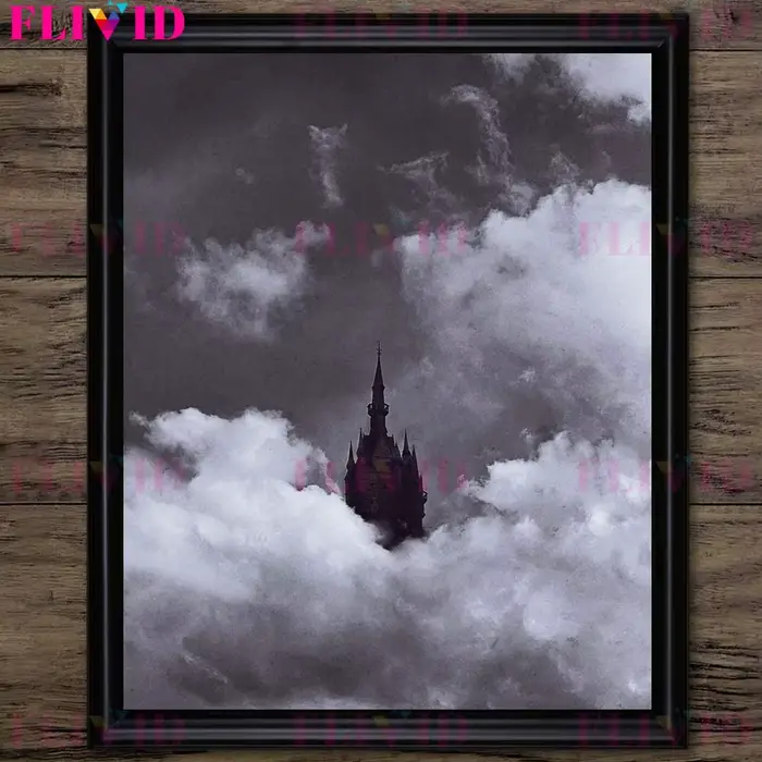 Château dans les nuages gothique surréaliste Architecture Art affiche et impression décor à la maison