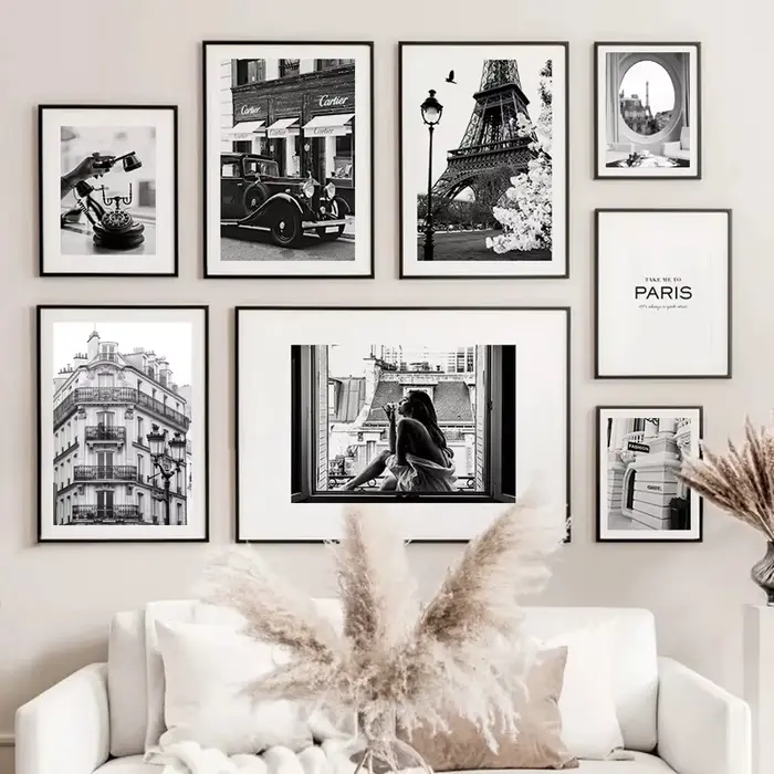 Affiches noires et blanches à la mode de Paris