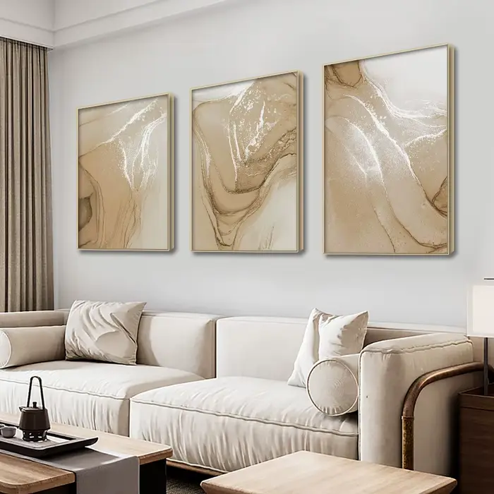 Affiches d'art mural abstraites en marbre beige Boho, peinture sur toile, impressions de gestion, salon moderne, décoration intérieure de la maison
