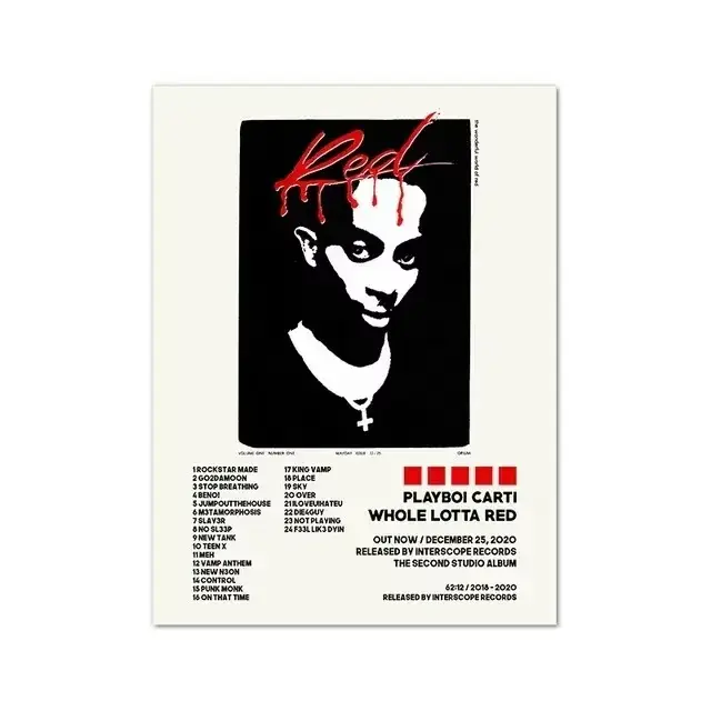 Couverture d'album de musique Pop Playboi Carti rappeur moderne, peinture sur toile, affiche murale,