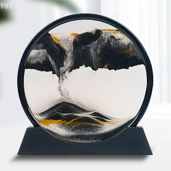 Bureau décor à la maison 3D extrait sablier sables mobiles sable Art photo verre rond mer profonde paysage