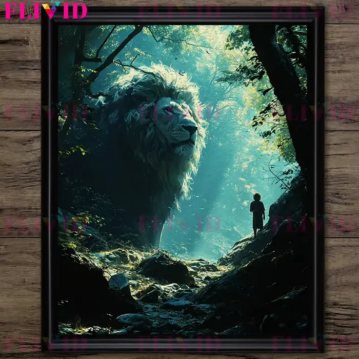 Toile d'art mural abstrait le Lion et l'épéiste en hiver
