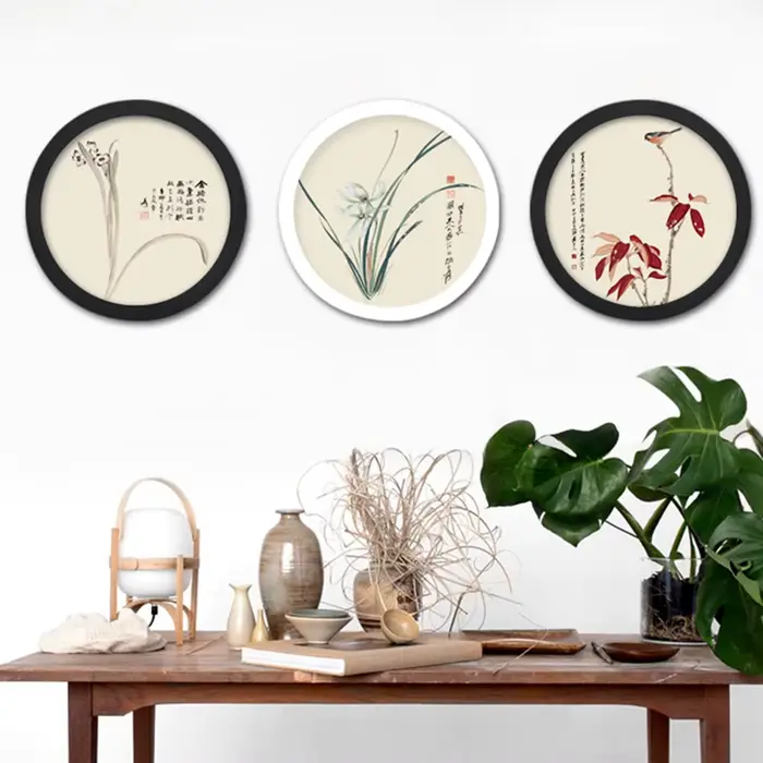 Cadre photo mural rond en bois