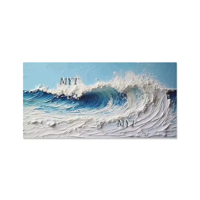 Image d'art de vague de mer, mur de paysage naturel, peintures à l'huile de couteau, œuvre d'art abs
