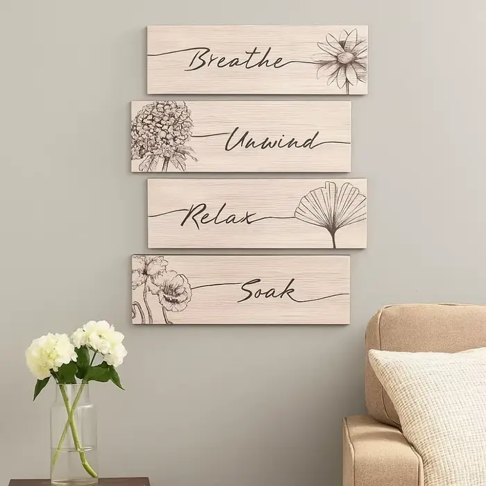 Décoration Murale en Bois : Art Floral Amusant Fait Main