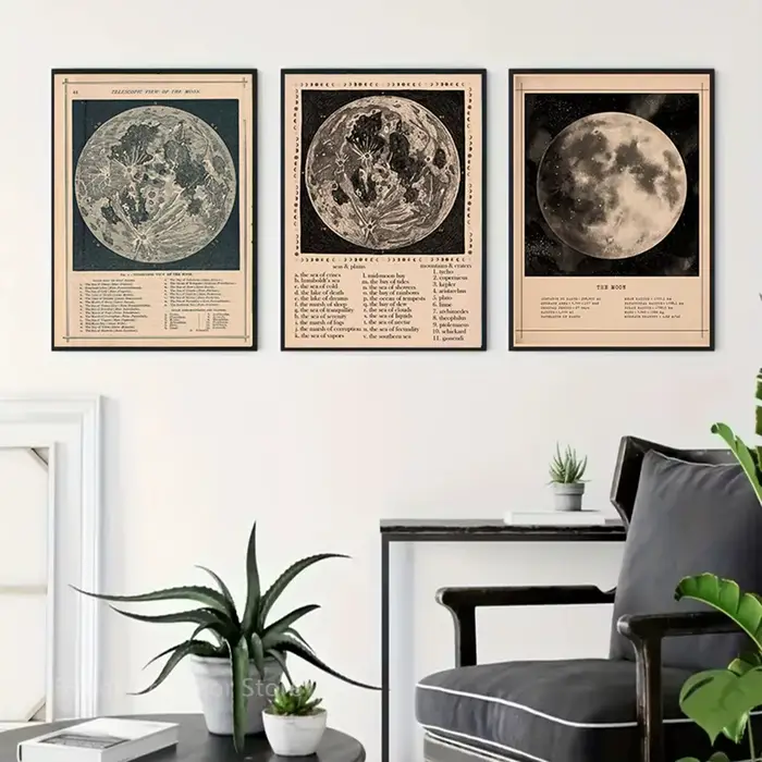 Affiches de carte de lune vintage