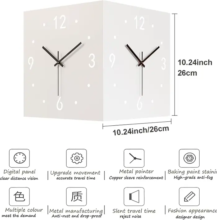 Horloge murale d'angle double face