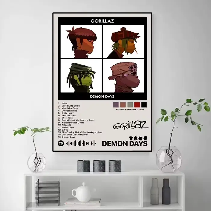 Affiche de groupe de Rock de dessin animé virtuel Gorillaz