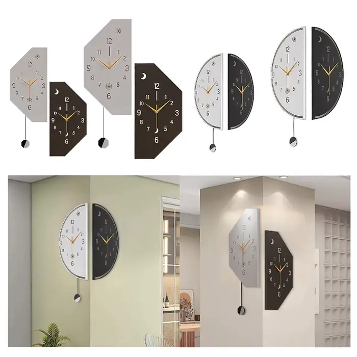 Horloge murale d'angle à deux visages