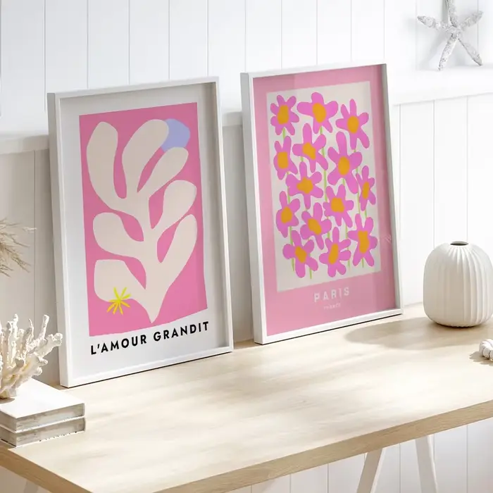 Affiche et imprimés de chiffres d'ange rose