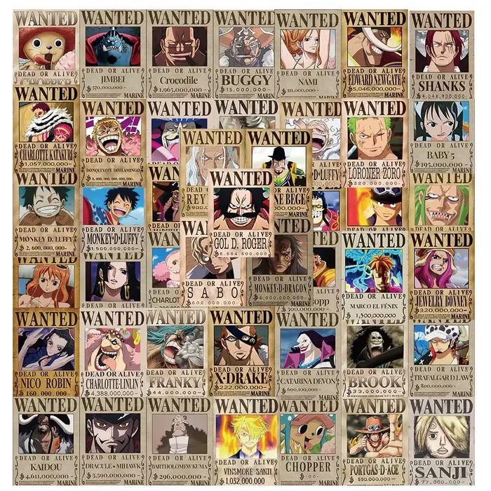 10/30/56 pièces petit Anime une pièce recherché affiches autocollants Cool dessin animé décalcomanie