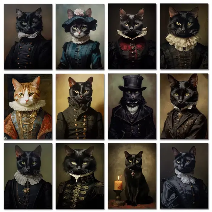 Portrait de chat de la Renaissance Vintage