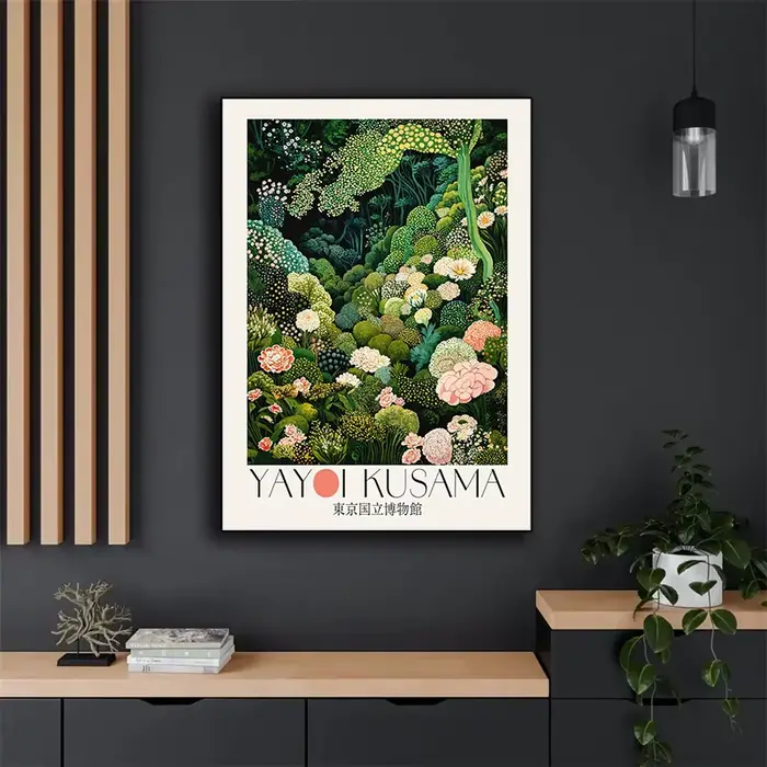 Affiche japonaise Yayoi Kusama inspirée du musée de Tokyo botanique