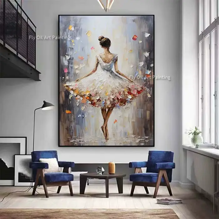 Peinture à l'huile sur toile de Ballet dansant de fille