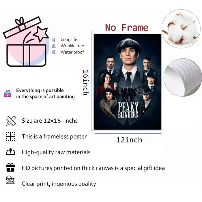 P-Peaky B-Blinders TV bonne qualité peinture calligraphie toile affiche: sans plis imperméable Durable tous les espaces décoration murale