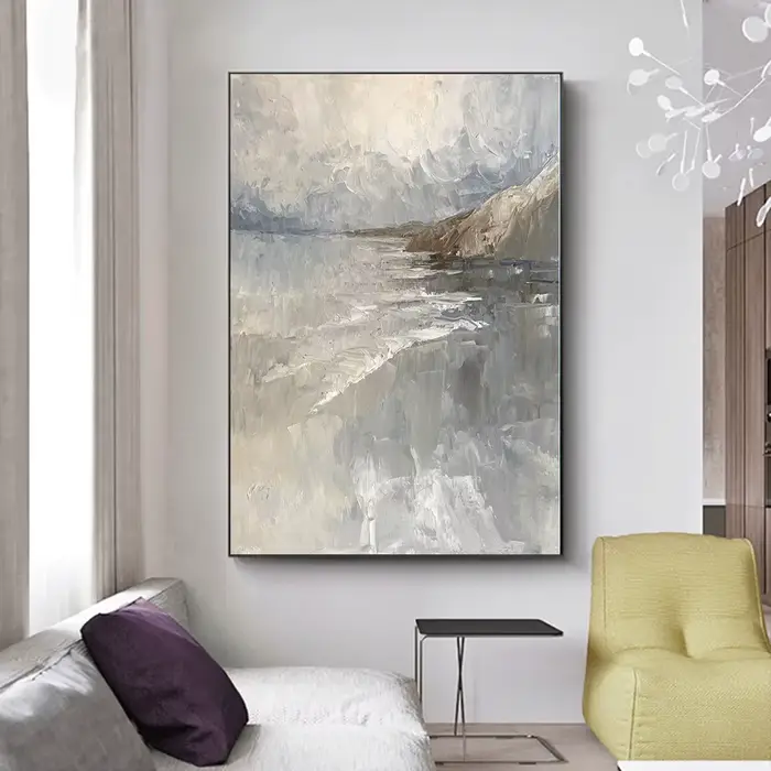Grande peinture à l'huile abstraite peinte à la main